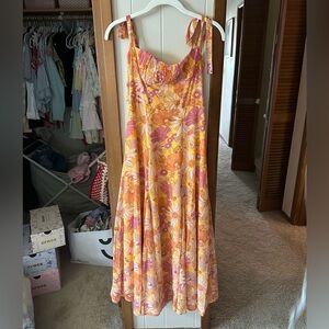 Floral Orange Midi Dress